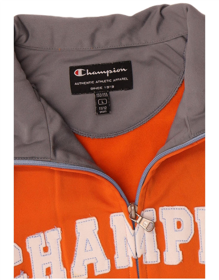 Champion Boys Tracksuit Top Jacket 11-12 Years Large Orange Colourblock