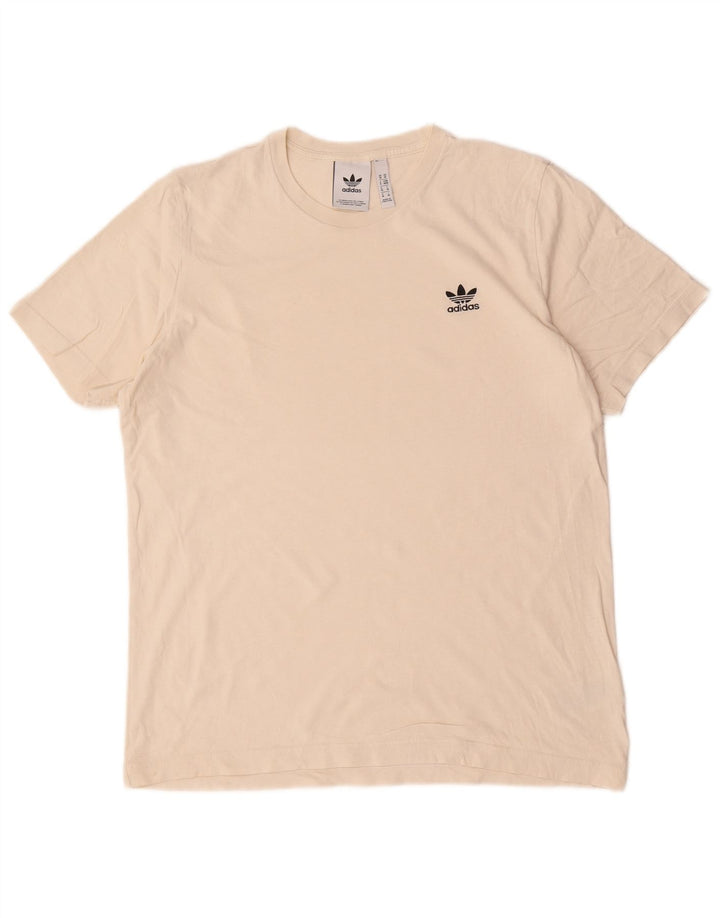 Adidas Mens T-Shirt Top Medium Off White Cotton