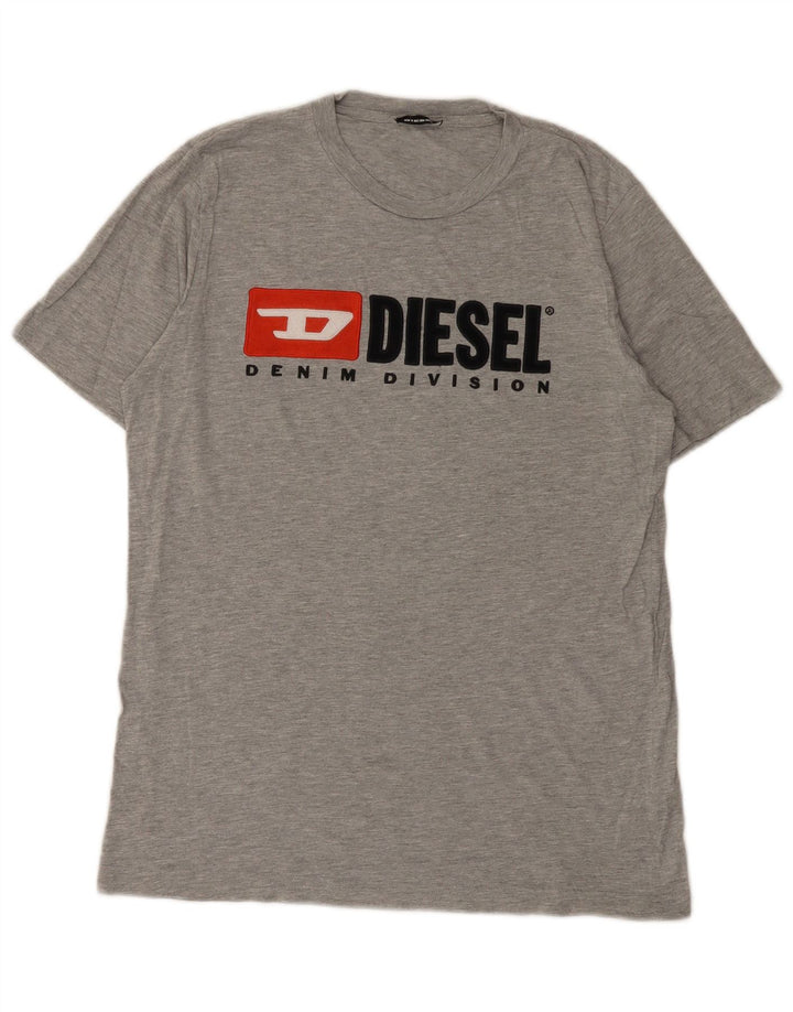 Diesel Mens Graphic T-Shirt Top XS Grey Flecked Cotton