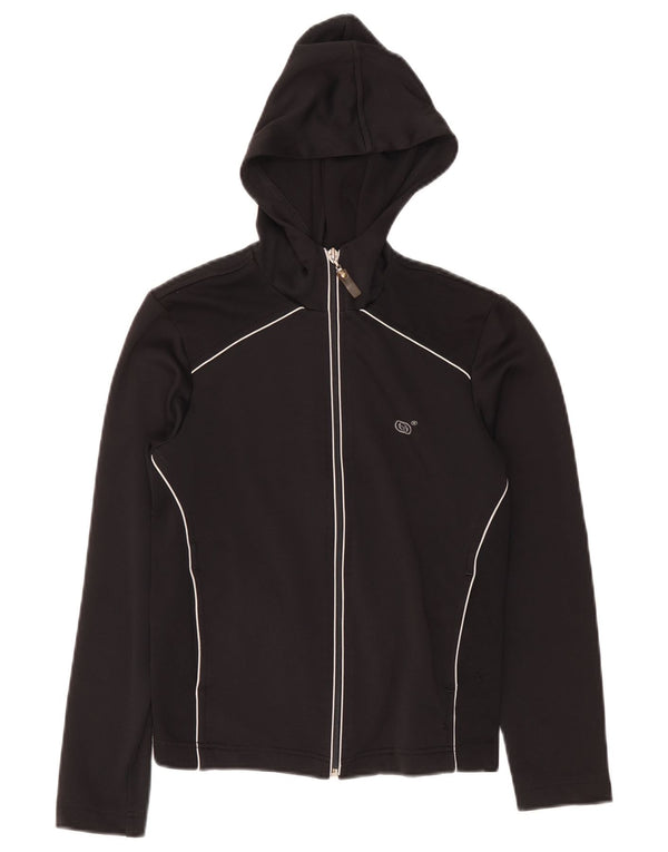 Sergio Tacchini Womens Crop Zip Hoodie Sweater UK 10 Small Black