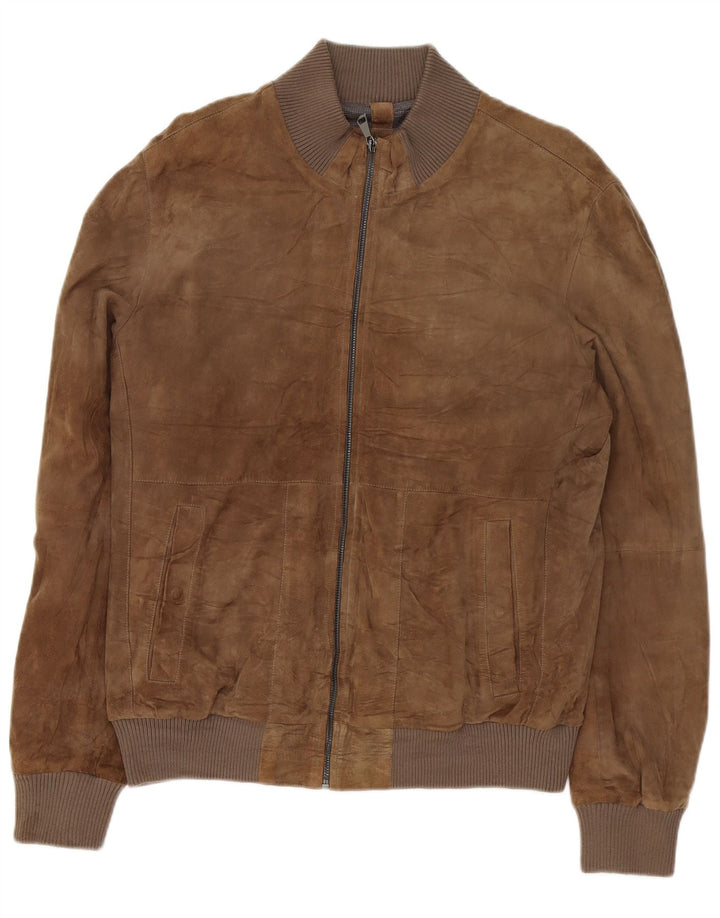 Conbipel Mens Suede Bomber Jacket IT 52 Large Brown Leather