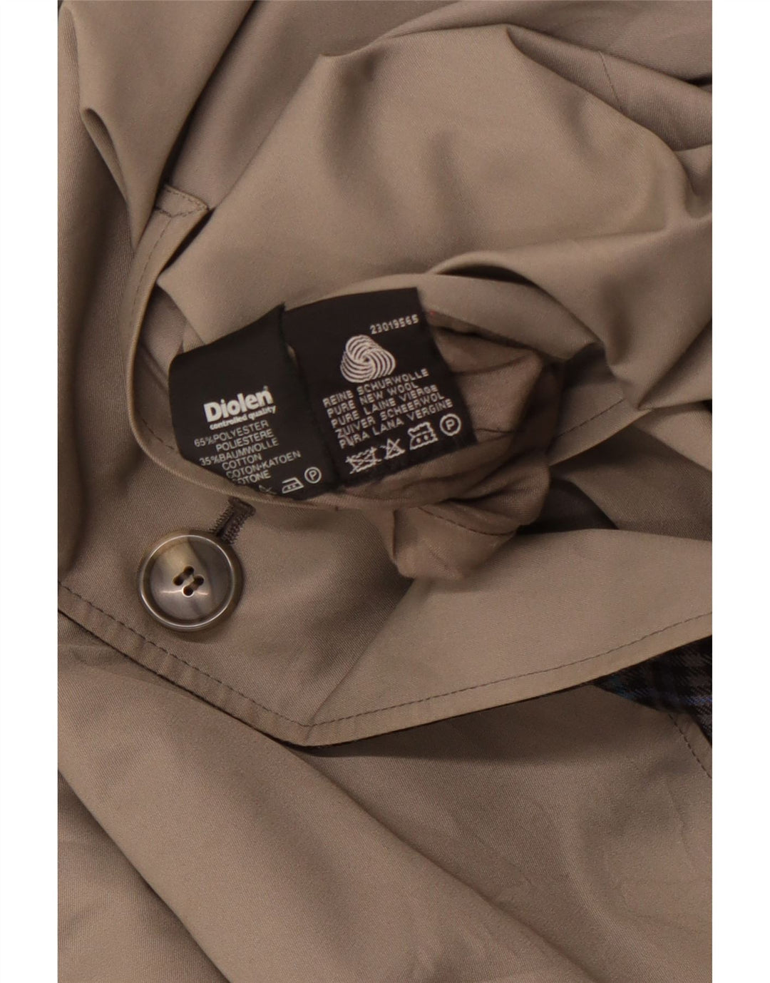 DIOLEN Mens Reversible Trench Coat UK 40 Large Grey Check Polyester