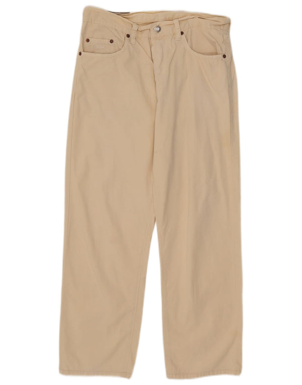 Charro Mens Straight Casual Trousers W34 L26 Beige Cotton