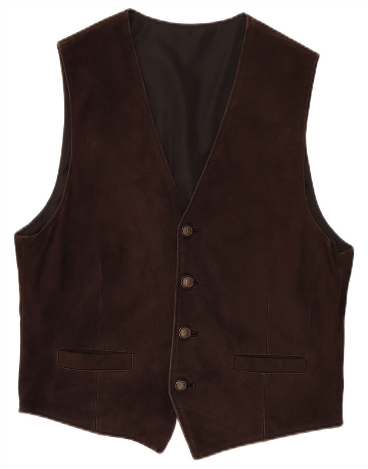 Vintage Mens Suede Waistcoat Large Brown Leather