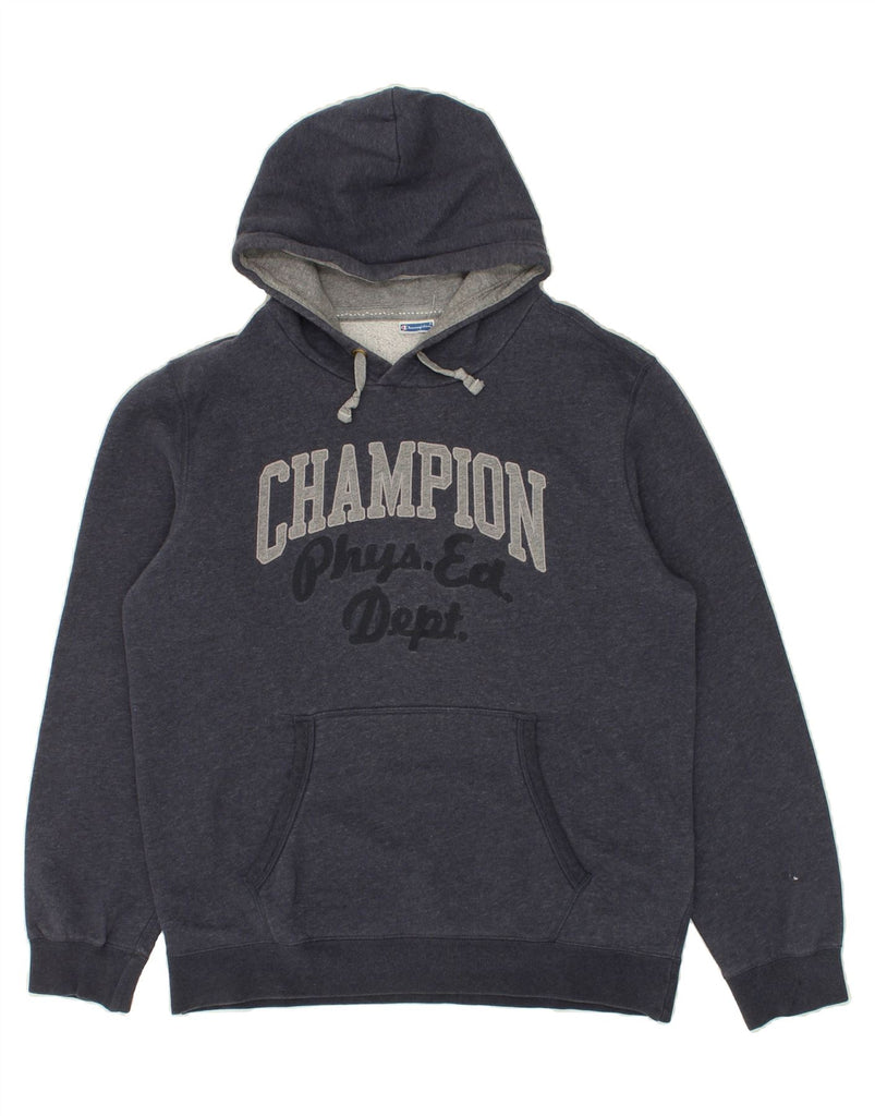 CHAMPION Mens Graphic Hoodie Jumper Large Navy Blue | Vintage Champion | Thrift | Second-Hand Champion | Used Clothing | Messina Hembry 