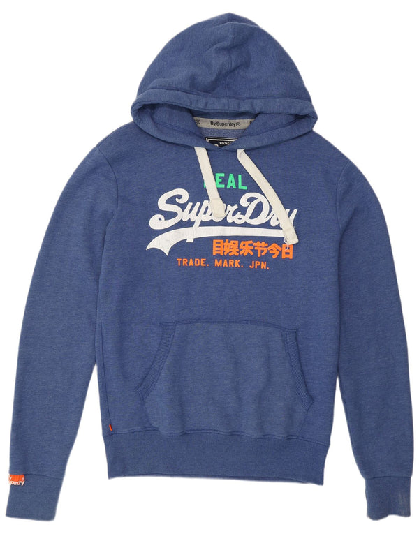 Superdry Mens Graphic Hoodie Jumper Medium Blue Cotton