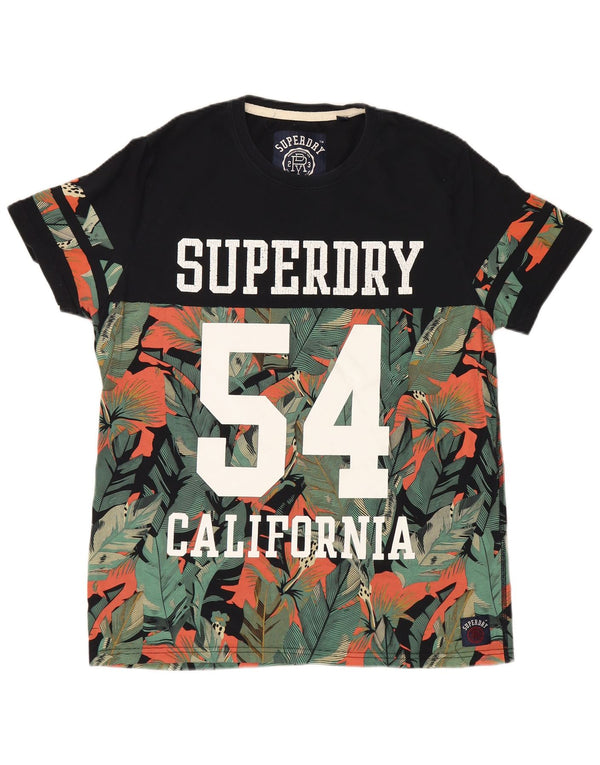 Superdry Mens California Graphic T-Shirt Top 2XL Black Floral Cotton