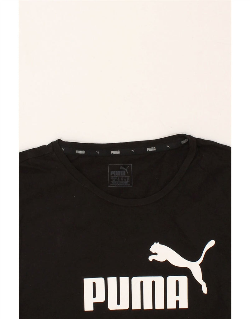 PUMA Womens Graphic T-Shirt Top UK 14 Medium Black Cotton | Vintage Puma | Thrift | Second-Hand Puma | Used Clothing | Messina Hembry 