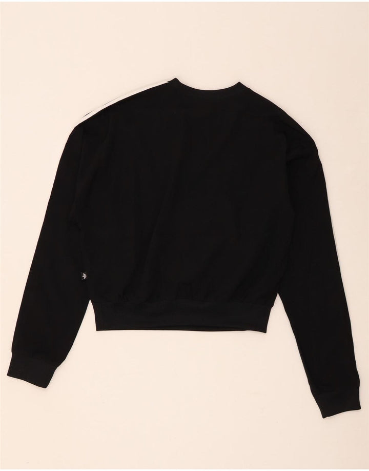 Adidas Womens Crop Oversized Sweatshirt Jumper UK 8 Small Black Polyester
