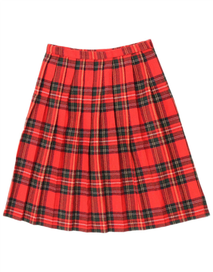 Vintage Womens Knife Pleated Skirt W26 Small  Red Check