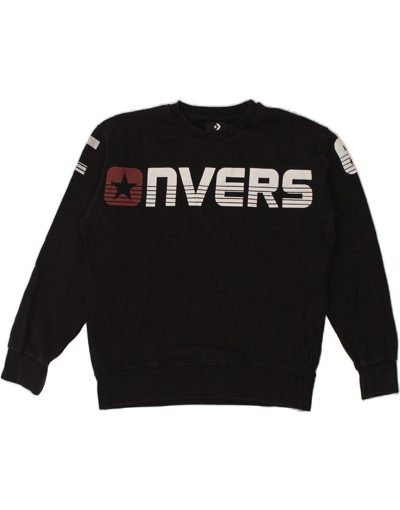 CONVERSE Mens Graphic Sweatshirt Jumper XS Black Cotton | Vintage Converse | Thrift | Second-Hand Converse | Used Clothing | Messina Hembry 