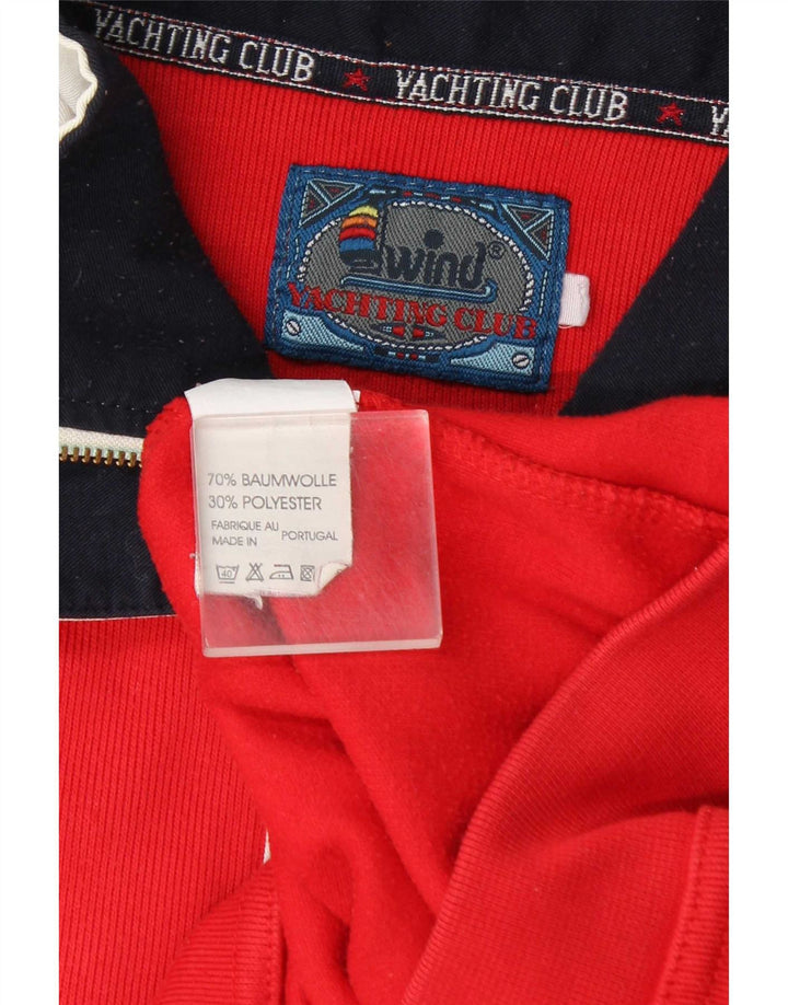 Yachting Club Mens Button Neck Sweatshirt Jumper Large Red Colourblock
