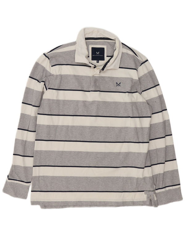 Crew Clothing Mens Long Sleeve Rugby Polo Shirt XL Grey Striped