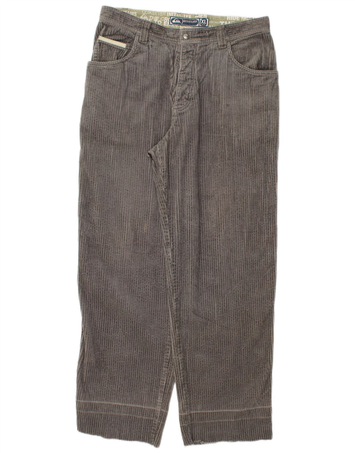 QUIKSILVER Mens Straight Corduroy Trousers XL W36 L32 Grey Cotton