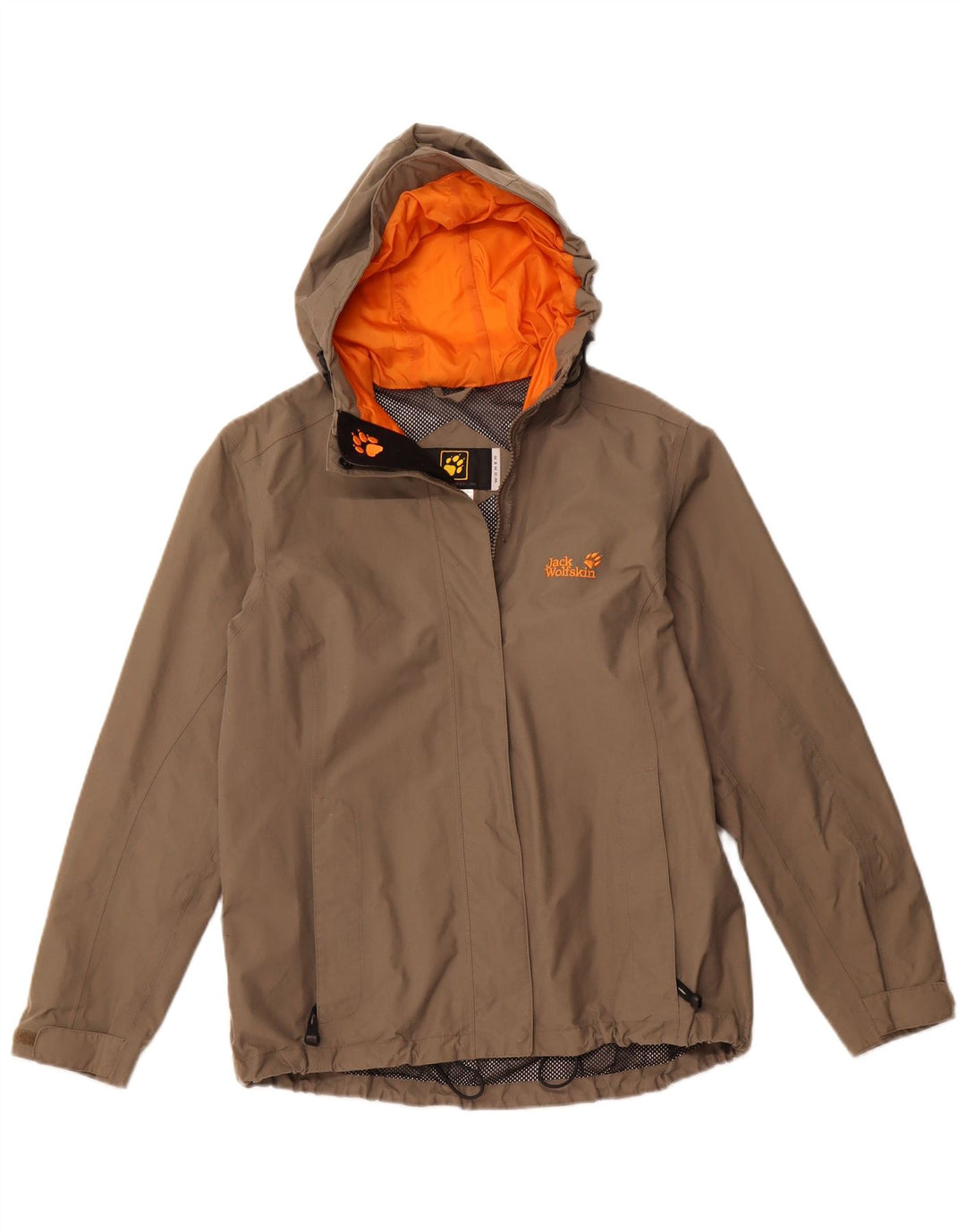 JACK WOLFSKIN Womens Hooded Rain Jacket UK 14/16 Large Beige Polyamide