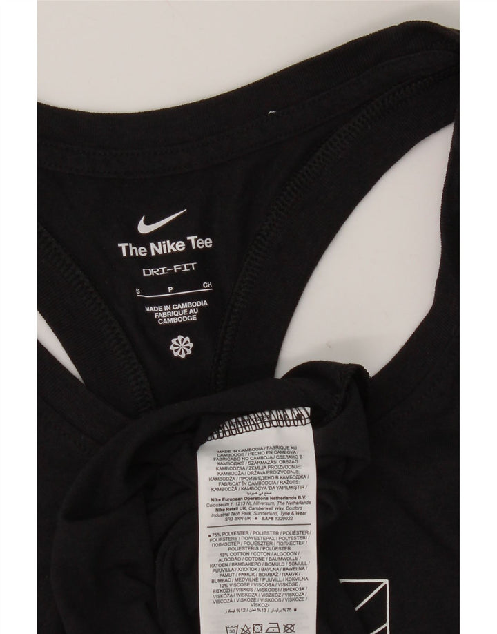 Nike Womens Dri Fit Graphic Vest Top UK 10 Small Black Polyester