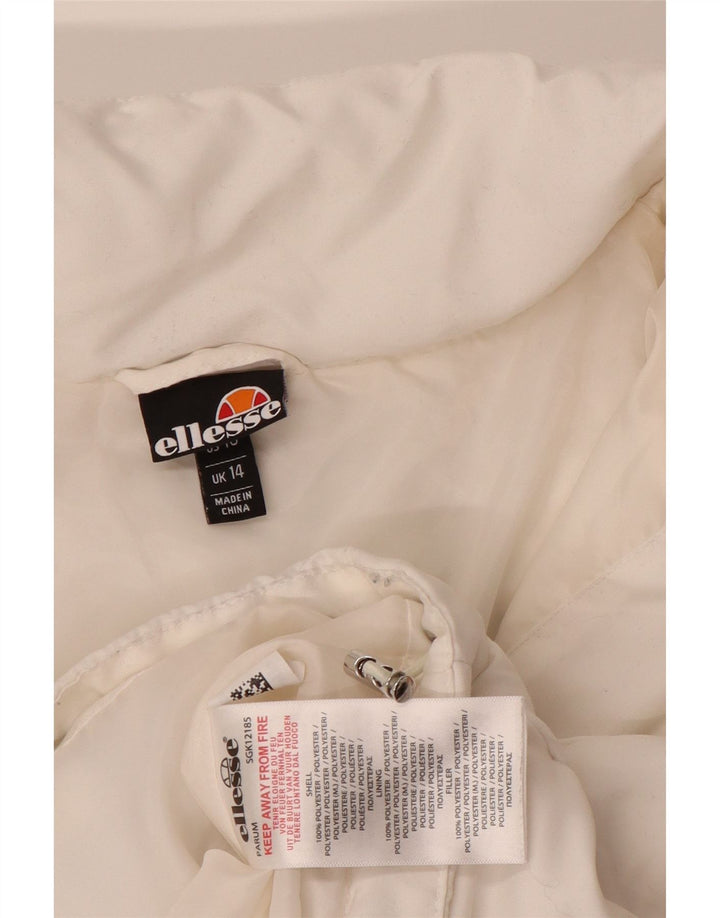 ELLESSE Womens Hooded Crop Padded Jacket UK 14 Large White Polyester