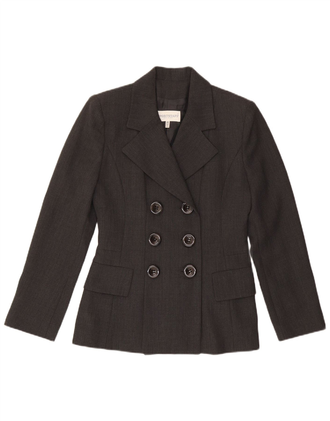 SPORTSTAFF Womens Double Breasted Blazer Jacket IT 44 Medium Grey Wool