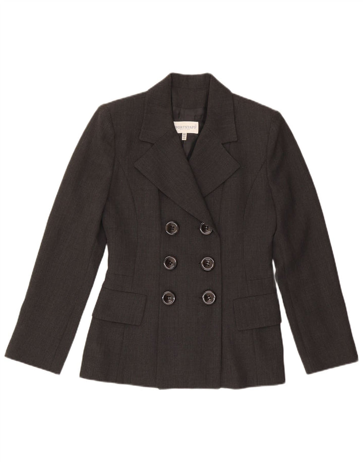 SPORTSTAFF Womens Double Breasted Blazer Jacket IT 44 Medium Grey Wool