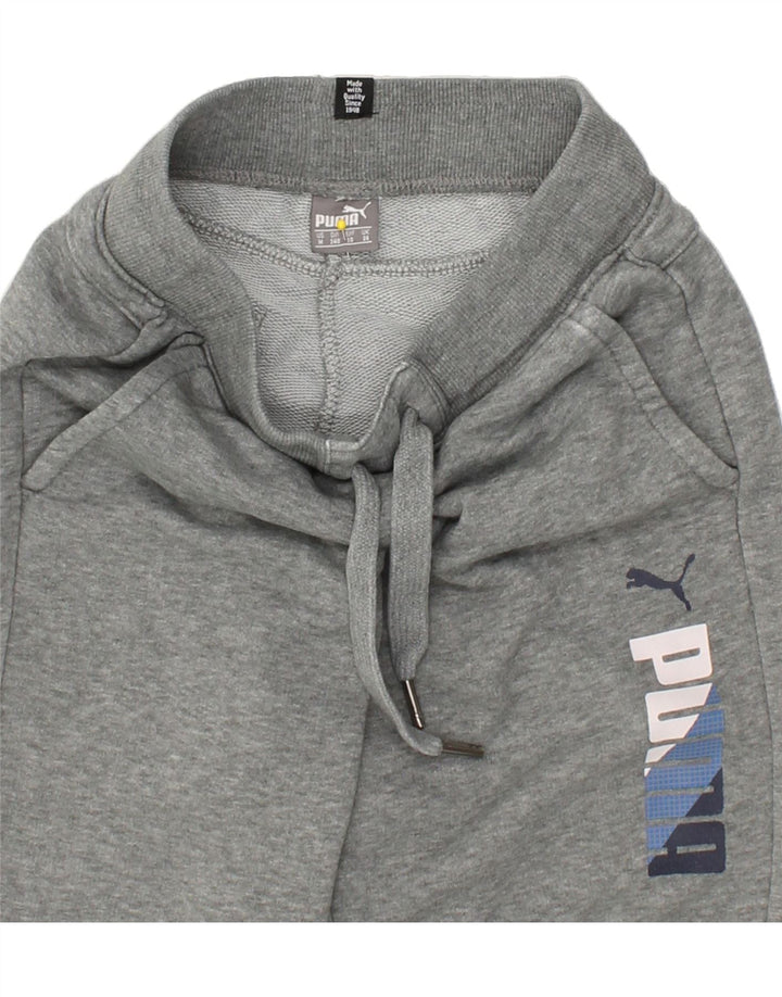 PUMA Boys Graphic Tracksuit Trousers Joggers 9-10 Years Medium Grey Cotton Vintage Puma and Second-Hand Puma from Messina Hembry 
