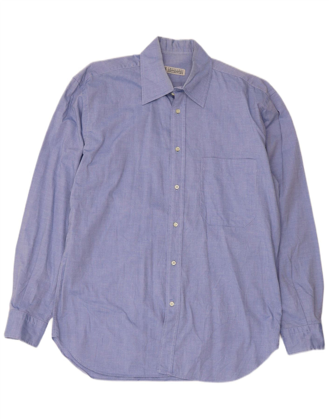 Trussardi Jeans Mens Shirt Size 40 15 1/2 Medium Blue Cotton