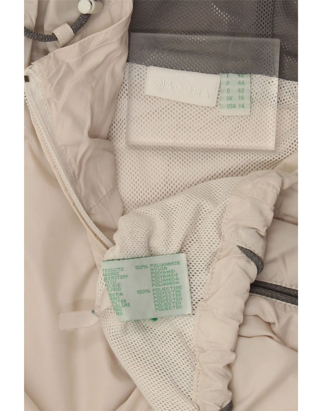 Diadora Womens Oversized Hooded Gilet UK 16 Large Beige Polyamide