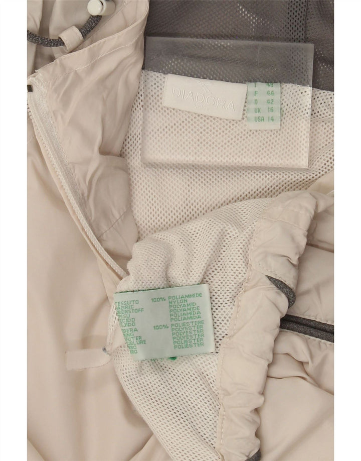 Diadora Womens Oversized Hooded Gilet UK 16 Large Beige Polyamide