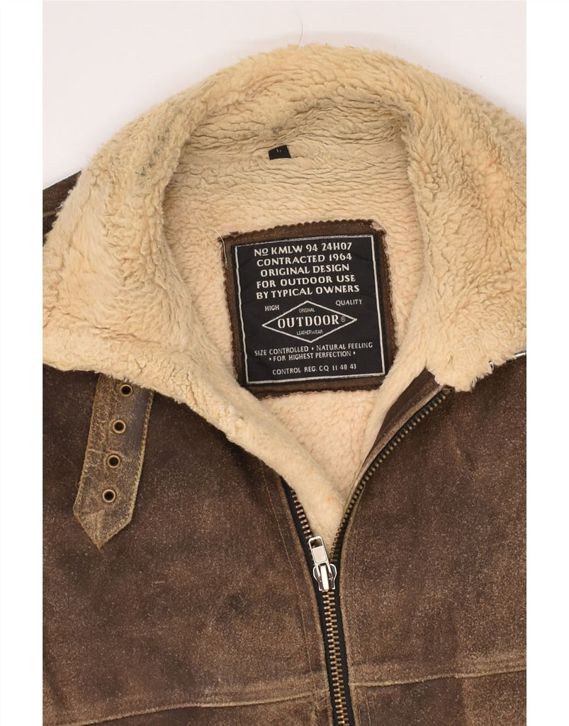 VINTAGE Mens Shearling Jacket UK 40 Large Brown Leather | Vintage Vintage | Thrift | Second-Hand Vintage | Used Clothing | Messina Hembry 