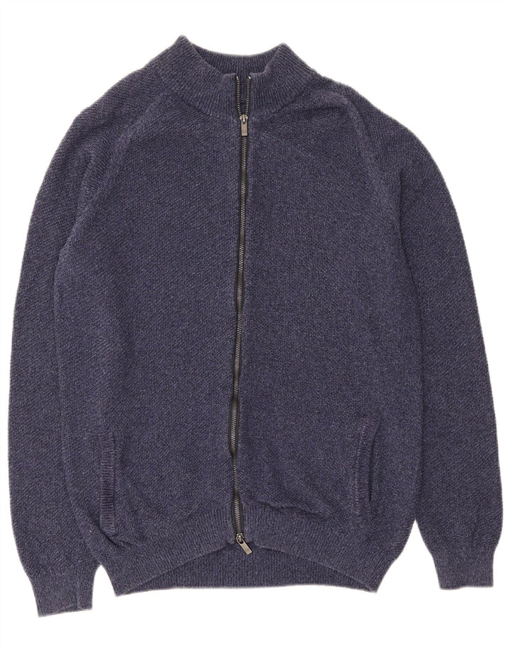 Massimo Dutti Mens Cardigan Sweater Large Navy Blue Cotton