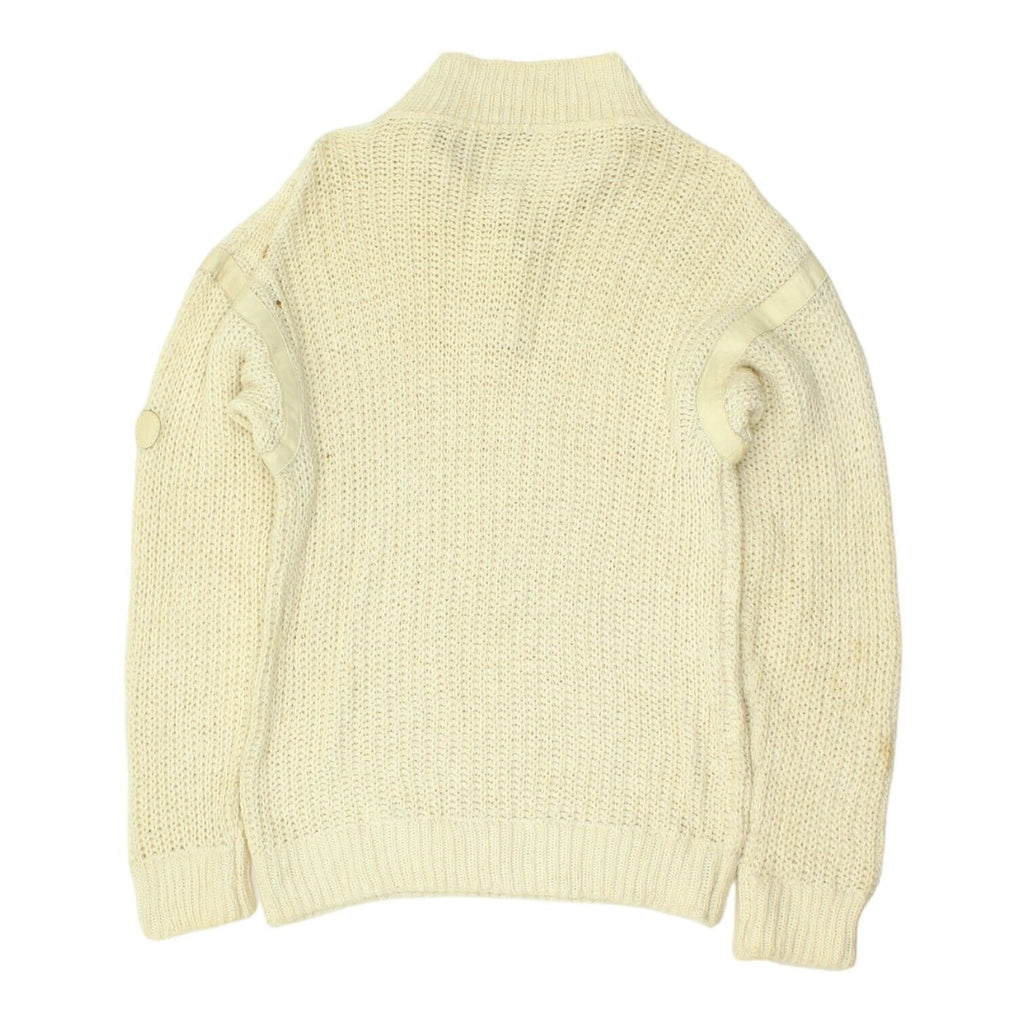 Trussardi Mens Beige Wool Knit Jumper | Vintage High End Designer Sweater VTG | Vintage Messina Hembry | Thrift | Second-Hand Messina Hembry | Used Clothing | Messina Hembry 