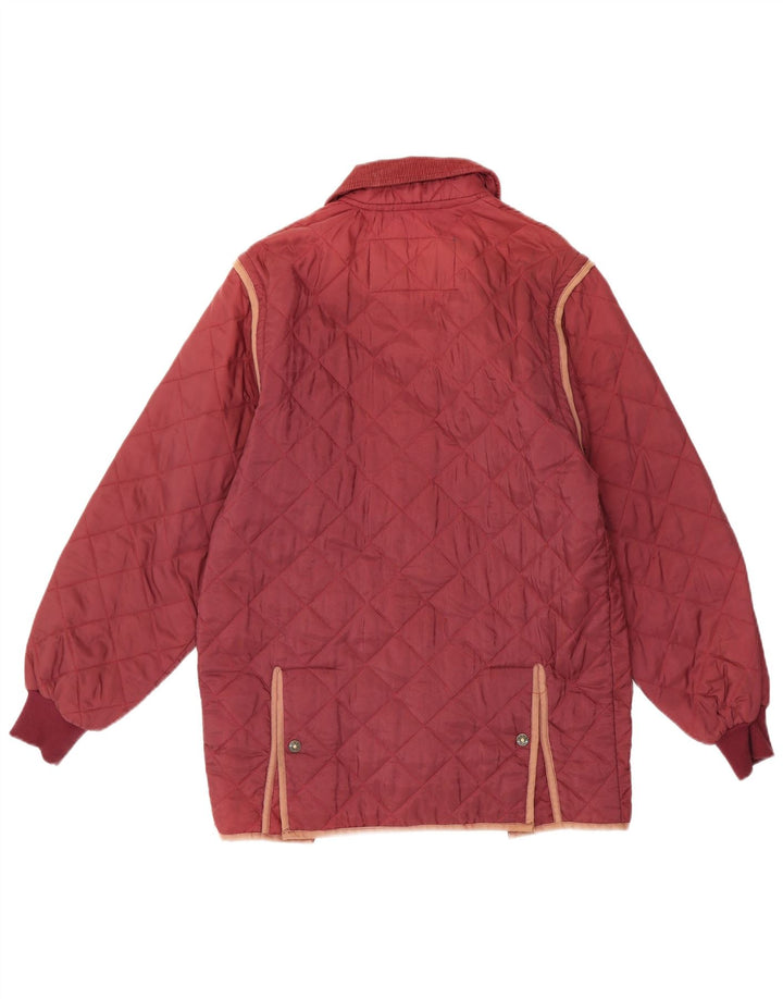 Vintage Mens Quilted Jacket UK 36 Small Burgundy Nylon