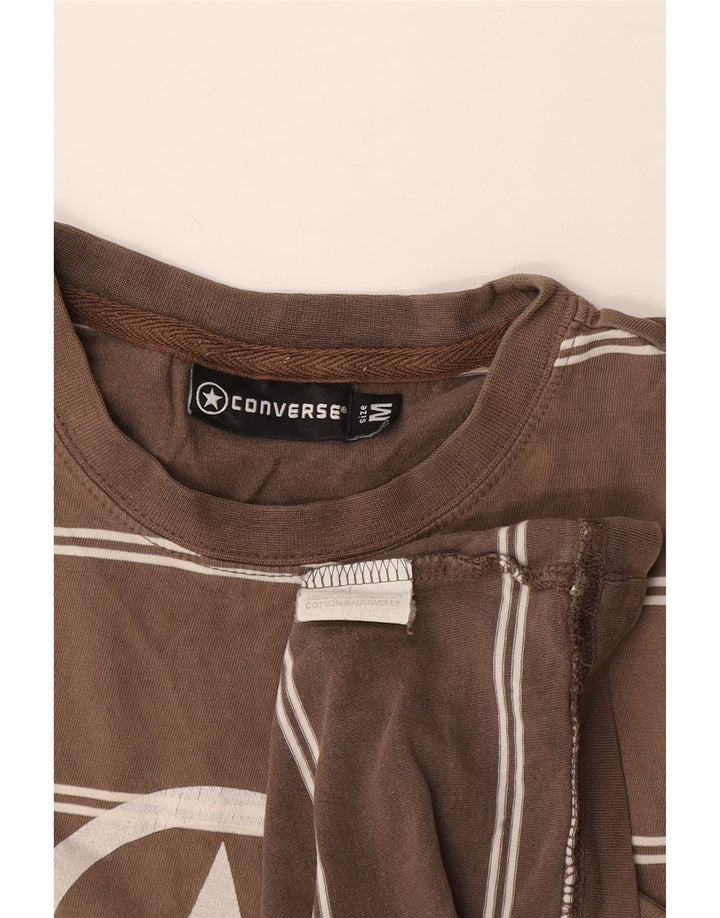 Converse Mens Graphic T-Shirt Top Medium Brown Striped Cotton