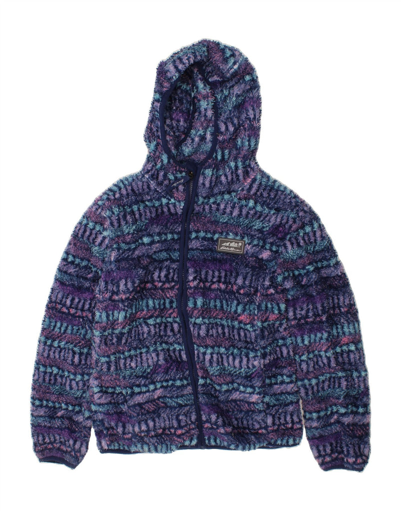EDDIE BAUER Girls Fleece Jacket 10-11 Years Medium  Multicoloured Striped Vintage Eddie Bauer and Second-Hand Eddie Bauer from Messina Hembry 