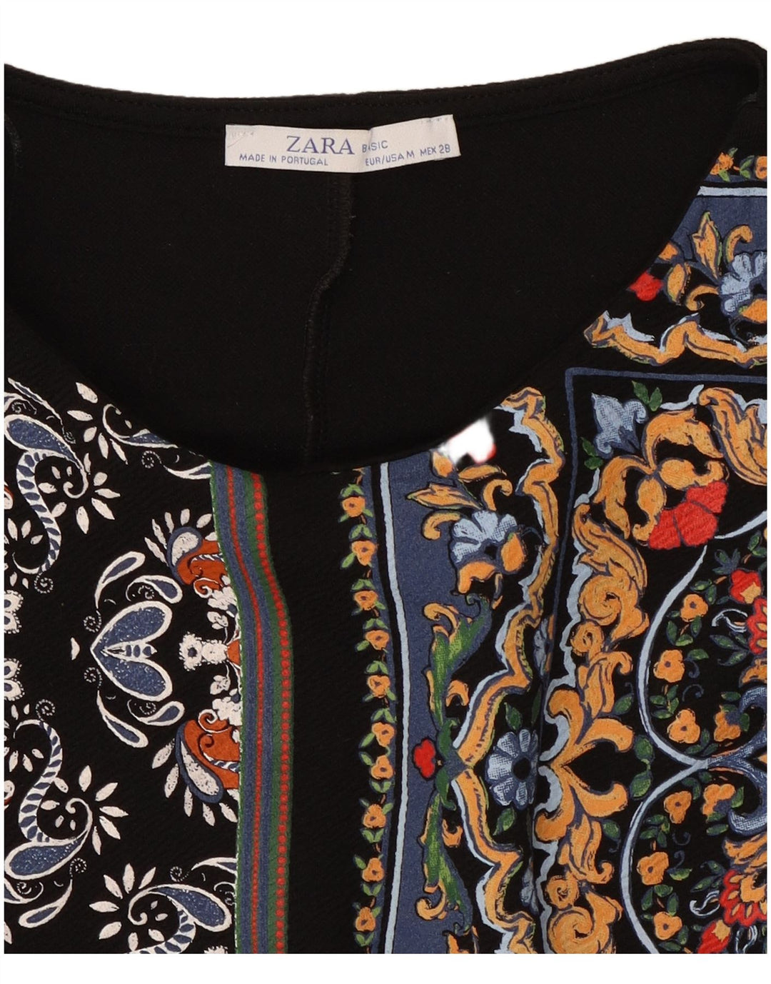 Zara Womens 3/4 Sleeve Kaftan Dress UK 12 Medium Black Patchwork