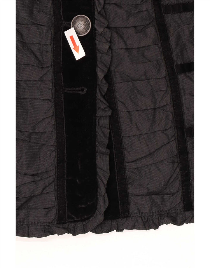 Vintage Womens 4 Button Blazer Jacket UK 14 Medium Black Colourblock