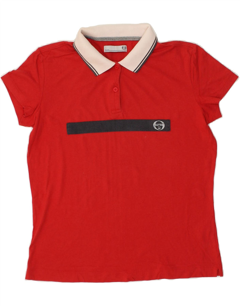 SERGIO TACCHINI Womens Milano Polo Shirt UK 18 XL Red Cotton | Vintage Sergio Tacchini | Thrift | Second-Hand Sergio Tacchini | Used Clothing | Messina Hembry 