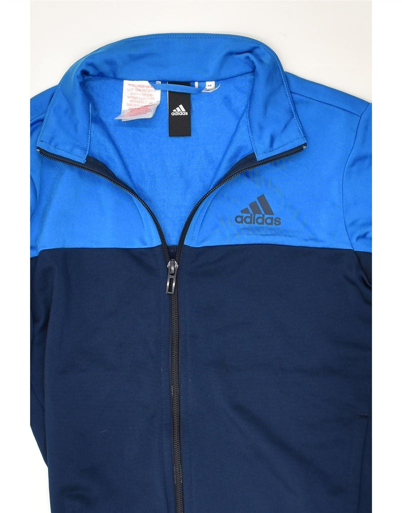 ADIDAS Boys Tracksuit Top Jacket 11-12 Years Blue Colourblock Polyester | Vintage Adidas | Thrift | Second-Hand Adidas | Used Clothing | Messina Hembry 
