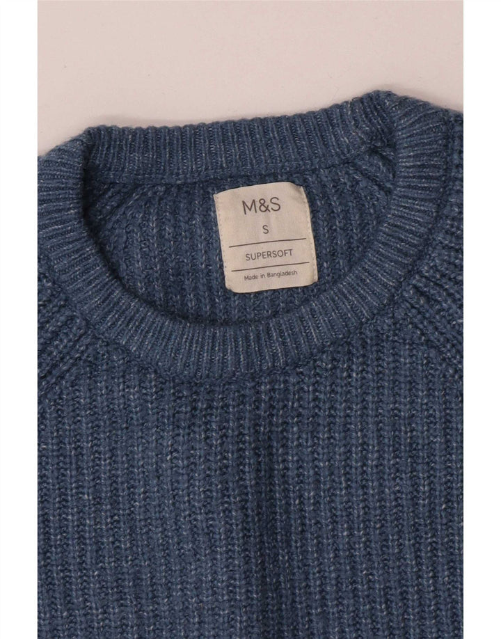 Marks & Spencer Mens Crew Neck Jumper Sweater Small Blue Fair Isle