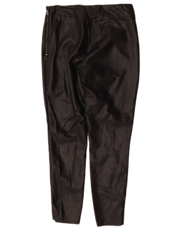 Topshop Womens High Waist Slim Faux Leather Trousers Size 10 W26 L25 Black