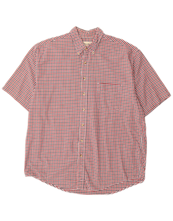 Eddie Bauer Mens Tall Short Sleeve Shirt XL Red Gingham Cotton