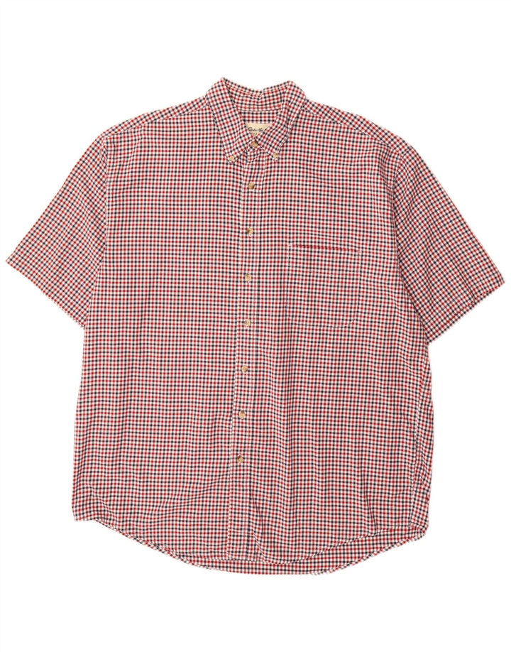 Eddie Bauer Mens Tall Short Sleeve Shirt XL Red Gingham Cotton