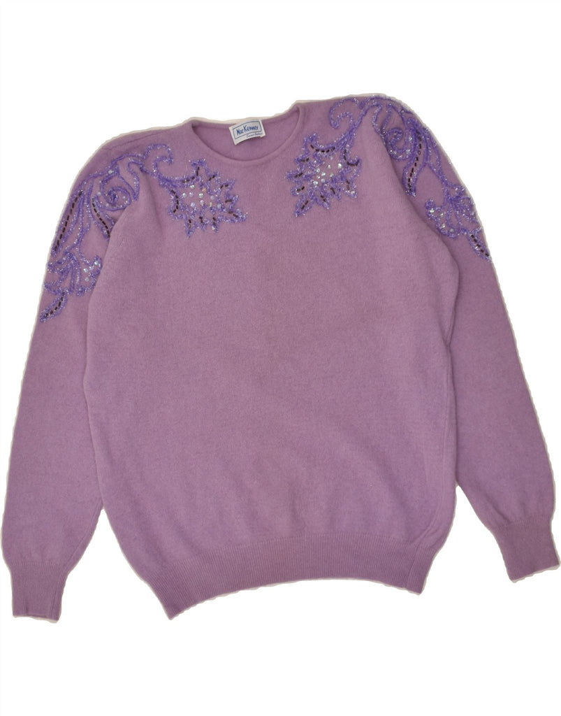 VINTAGE Womens Crew Neck Jumper Sweater UK 18 XL Purple Floral | Vintage Vintage | Thrift | Second-Hand Vintage | Used Clothing | Messina Hembry 