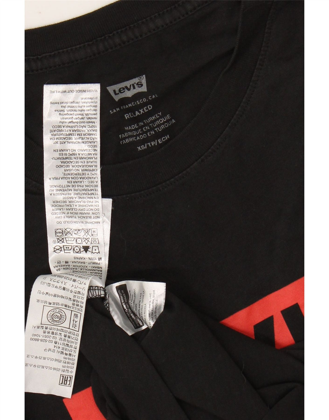 LEVI'S Mens Relaxed Fit Graphic T-Shirt Top XS Black Cotton