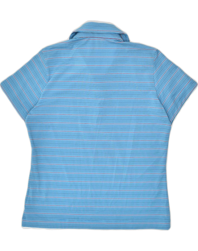 NIKE Girls Loose Fit Polo Shirt 8-9 Years Medium Blue Striped Polyester | Vintage Nike | Thrift | Second-Hand Nike | Used Clothing | Messina Hembry 