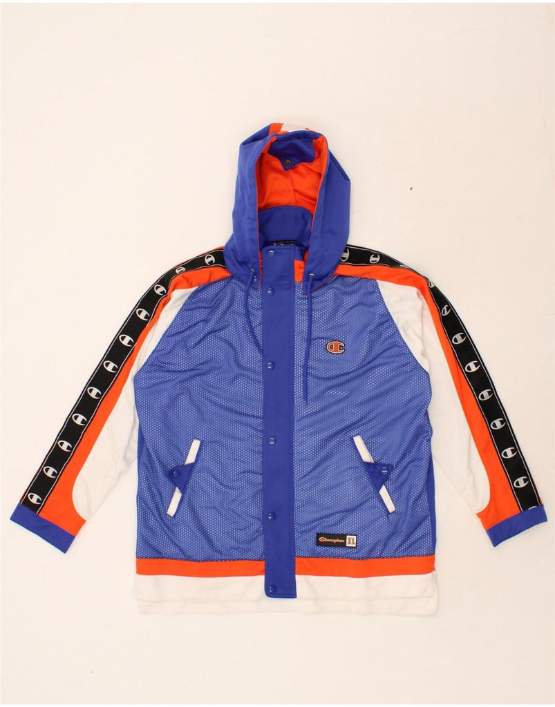 CHAMPION Boys Hooded Tracksuit Top Jacket 13-14 Years Blue Colourblock | Vintage Champion | Thrift | Second-Hand Champion | Used Clothing | Messina Hembry 