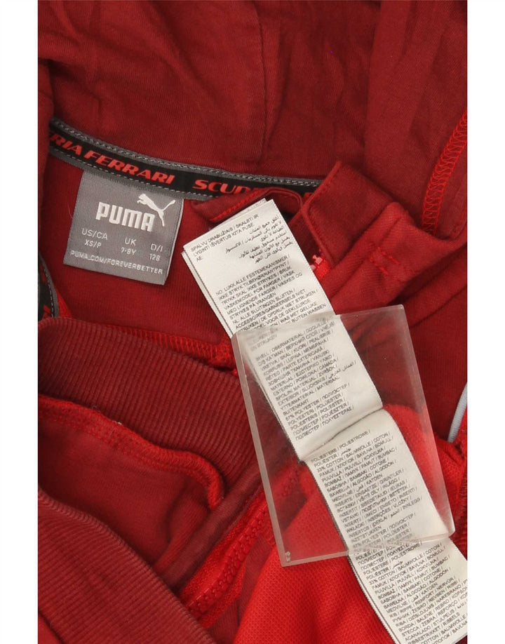 Puma Boys Ferrari Zip Hoodie Sweater 7-8 Years Red Colourblock Polyester