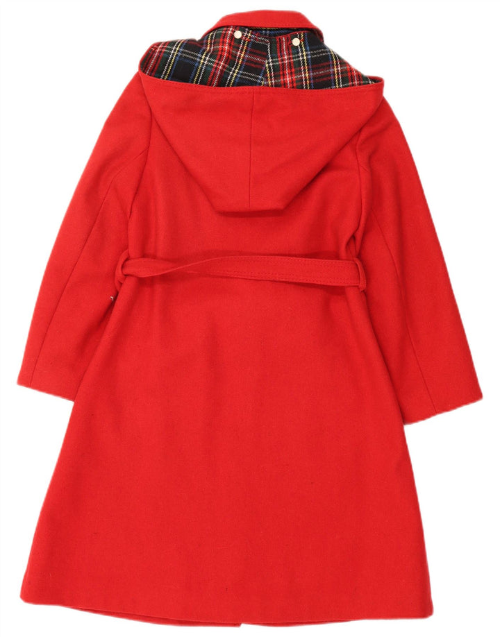 Vintage Girls Hooded Overcoat 11-12 Years Red Wool