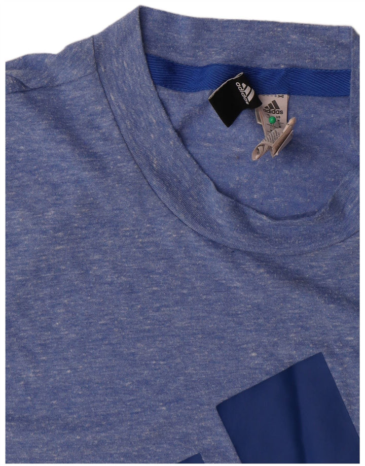 Adidas Mens Graphic T-Shirt Top Medium Blue Flecked Polyester