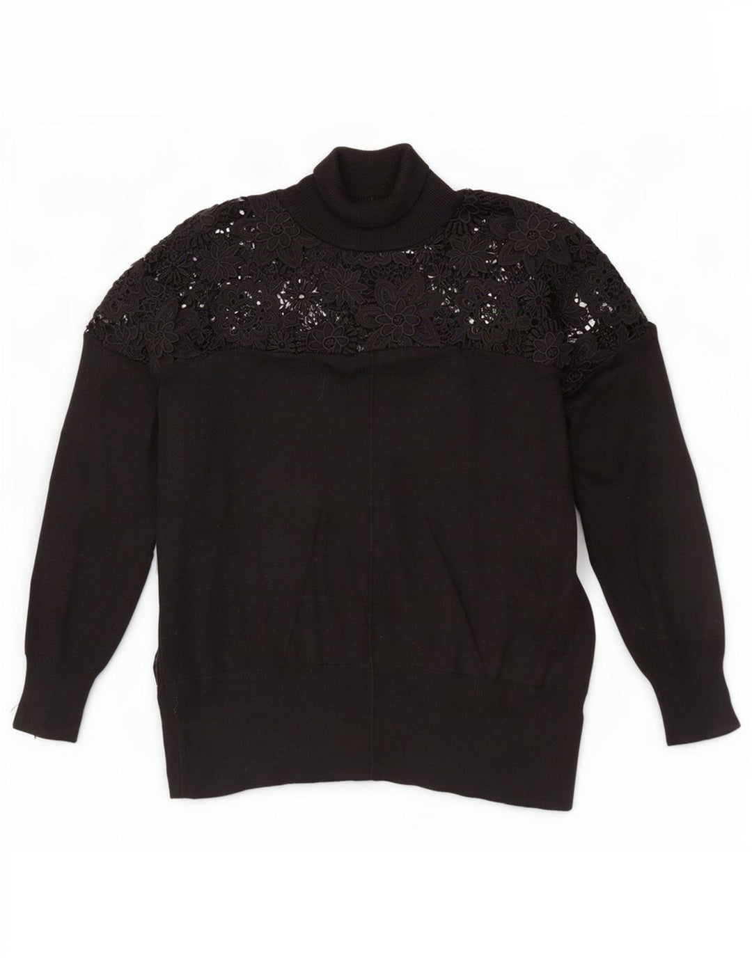 French Connection Womens Roll Neck Jumper Sweater UK 14 Medium Black Floral
