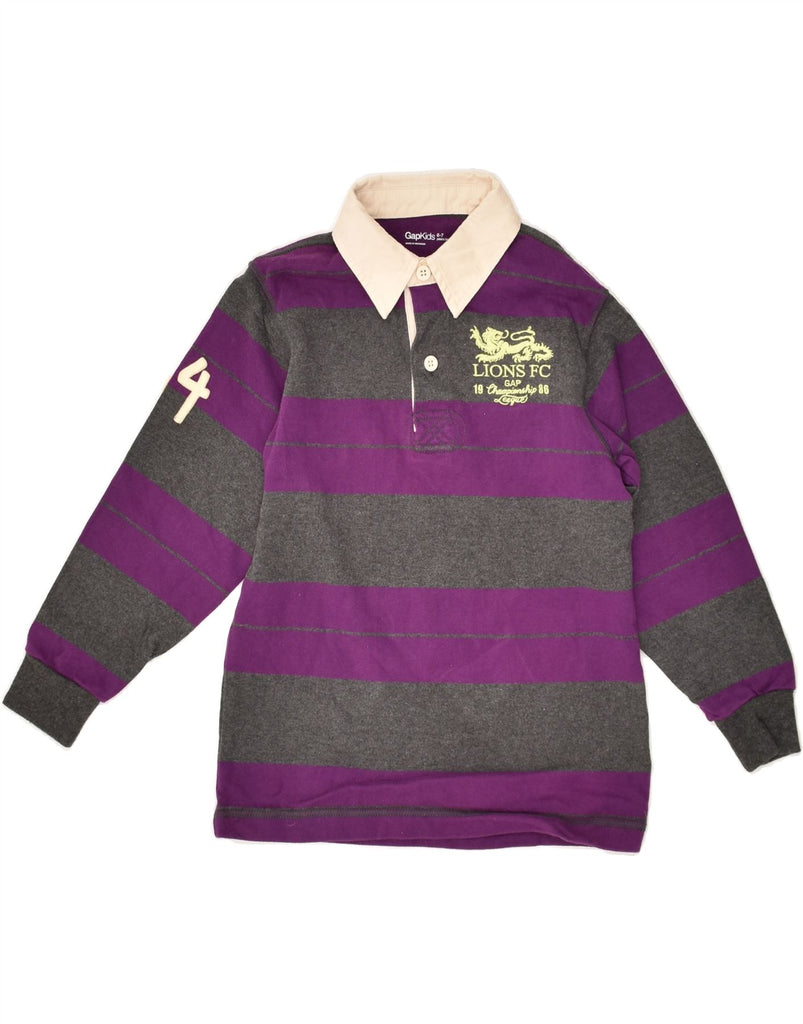 GAP Boys Graphic Long Sleeve Rugby Polo Shirt 6-7 Years Purple Striped | Vintage Gap | Thrift | Second-Hand Gap | Used Clothing | Messina Hembry 